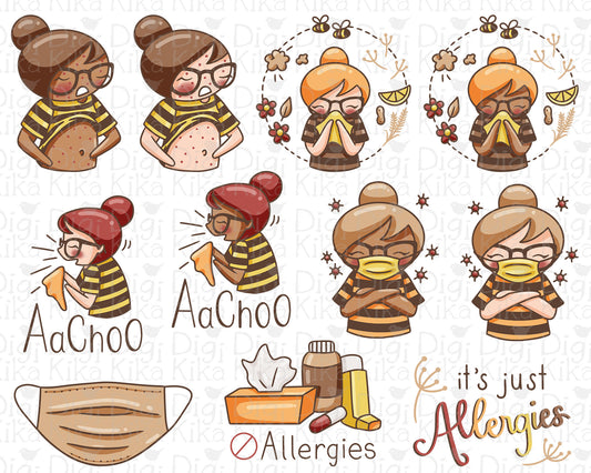 Allergies Elena Planner Girl - Color Clip Art Set