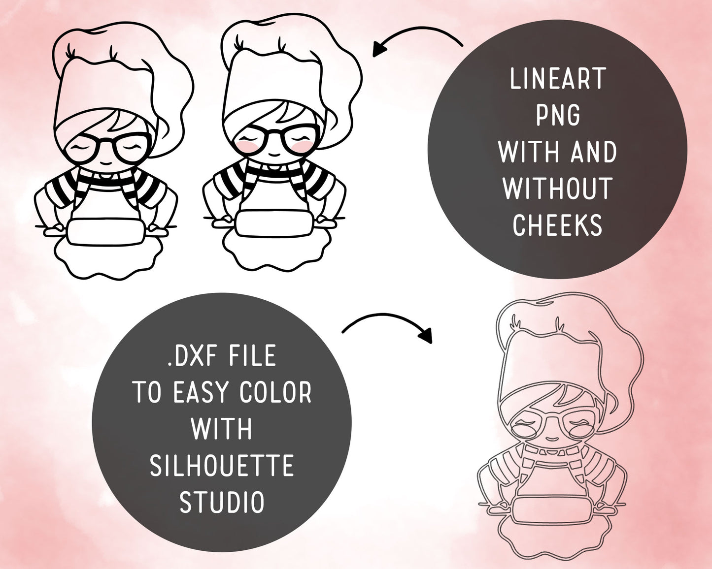 Elena Baking – Doodle Stamp Clipart Set (EPS, SVG, DXF, PNG)