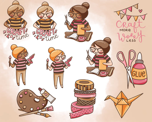 Craft Time Elena Planner Girl- Color Clip Art Set