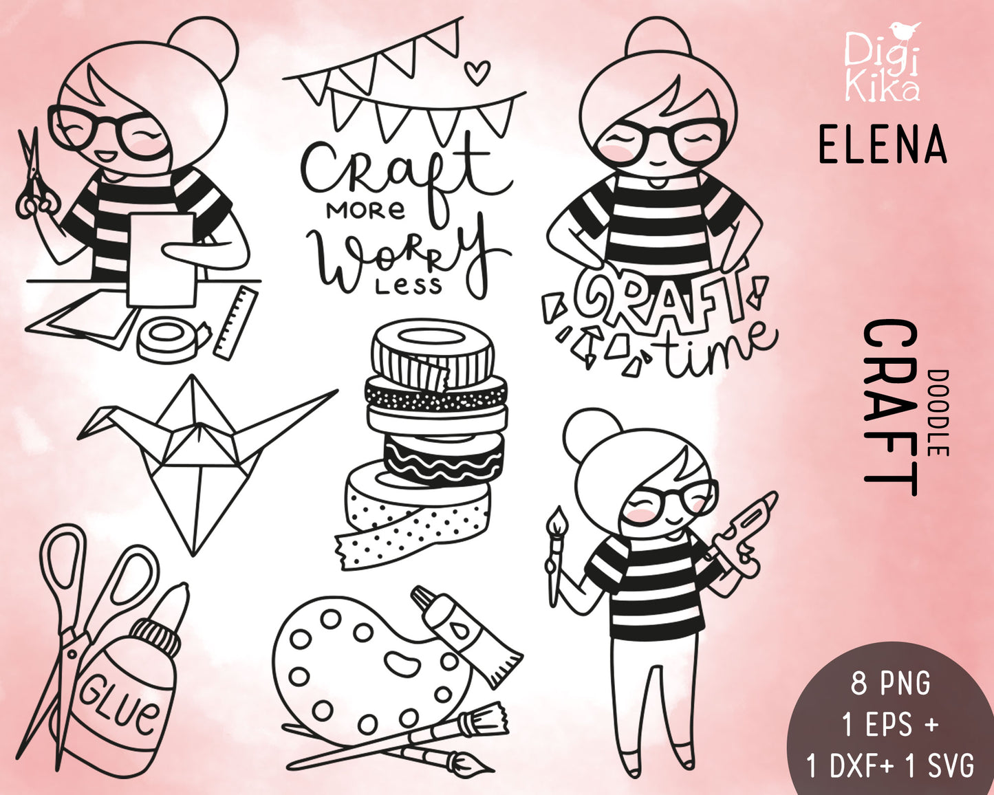 Craft Time Elena Planner Girl - Stamp Clip Art Set