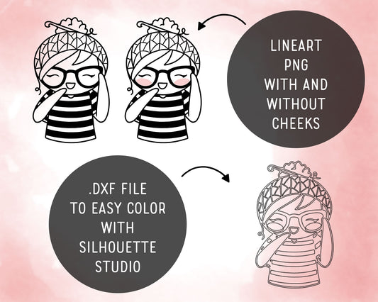 Crochet Elena Planner Girl - Stamp Clip Art Set