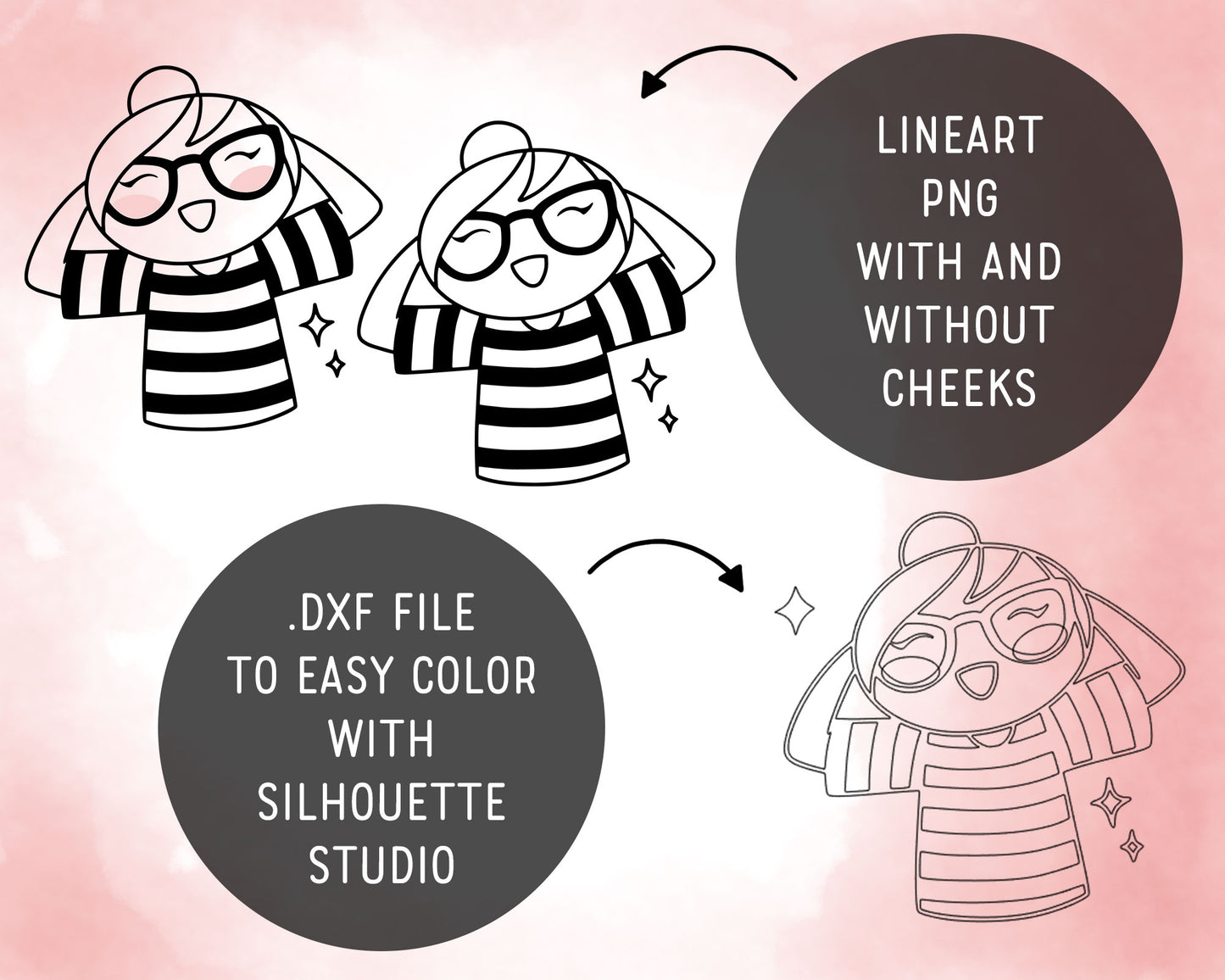 Elena Day Off – Doodle Stamp Clipart Set (EPS, SVG, DXF, PNG)