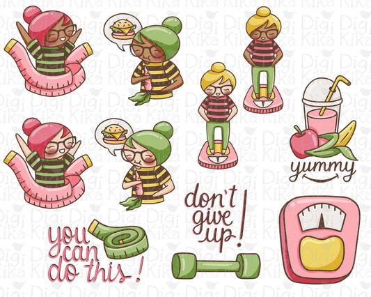 Diet Elena Planner Girl - Color Clip Art Set