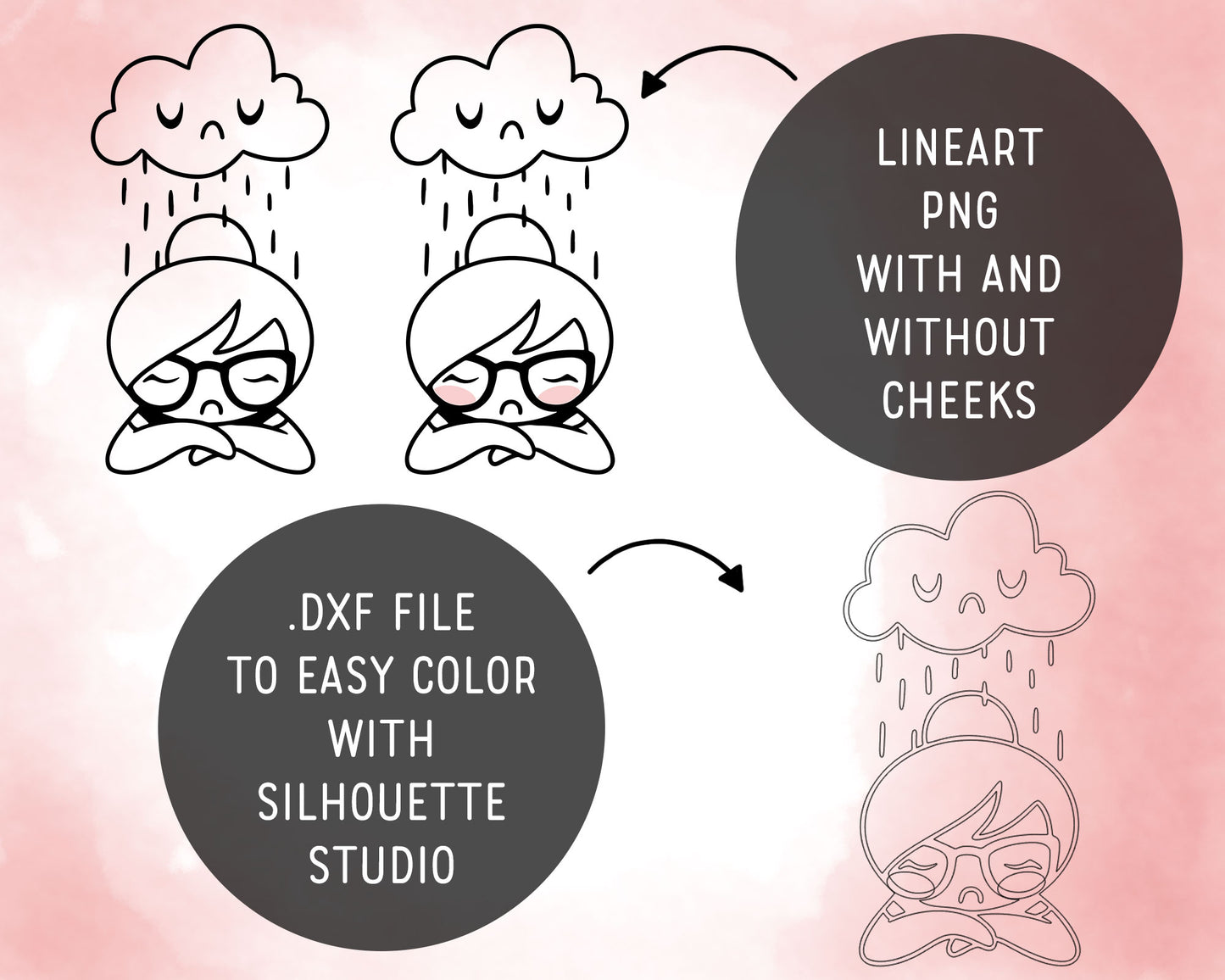 Sad Day Elena Planner Girl - Stamp Clip Art Set