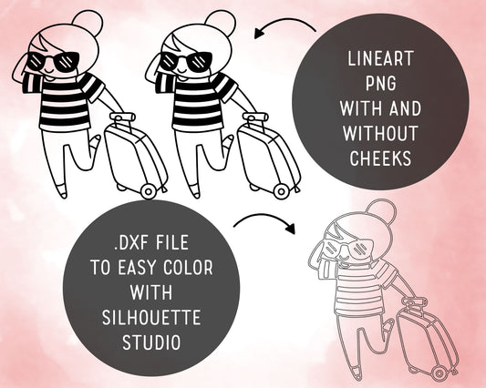 Travel Elena Planner Girl - Stamp Clip Art Set