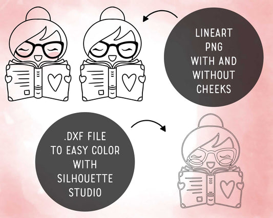 Bookworm Elena Planner Girl - Stamp Clip Art Set