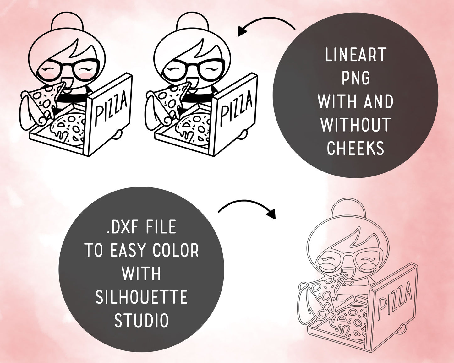 Elena Planner Girl – Cheat Day DOODLE Clipart Set – Takeaway Food Theme – PNG, SVG, EPS & DXF