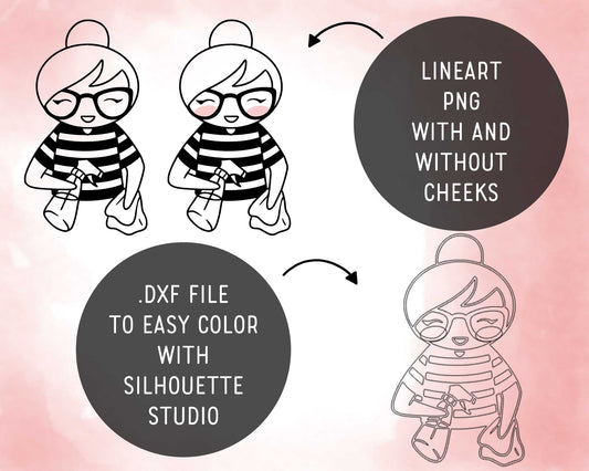 Cleaning Elena Planner Girl - Stamp Clip Art Set