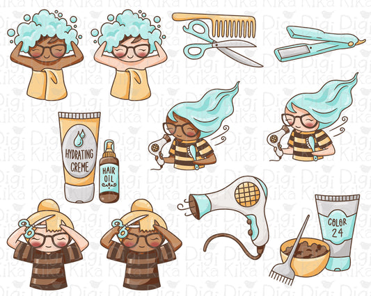 Elena Hair Care – Color Clipart Set (PNG only)