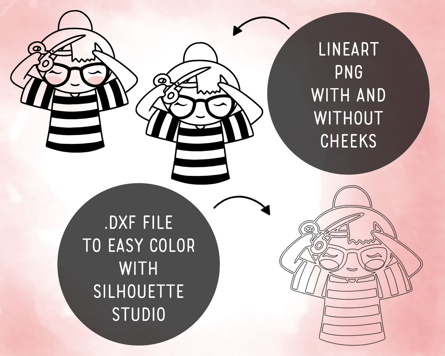 Elena Hair Care – Doodle Stamp Clipart Set (EPS, SVG, DXF, PNG)