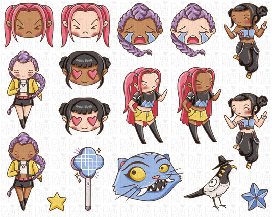 KPOP Demon Hunters Fan Art Clipart – Color Edition (Elena Style)