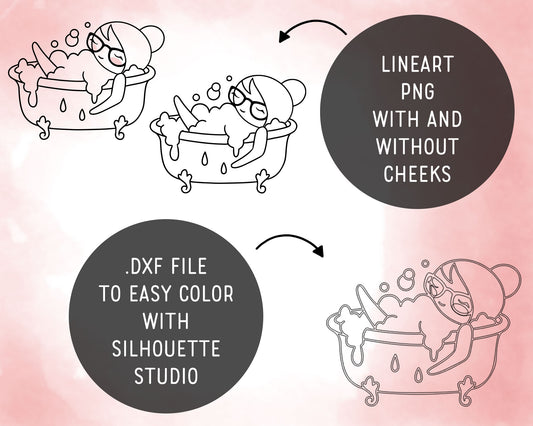 Pampering Stamp Clipart set - Elena the Planner Girl - PNG/EPS/SVG/DXF