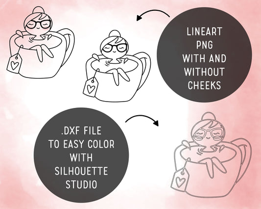 Tea Time Clipart Set – Elena the Planner Girl – Cozy Stamp Illustrations