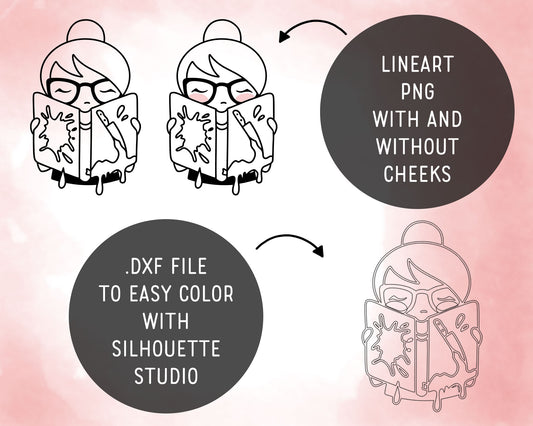 True Crime Clipart Set – Elena the Planner Girl – Detective Stamp Illustrations