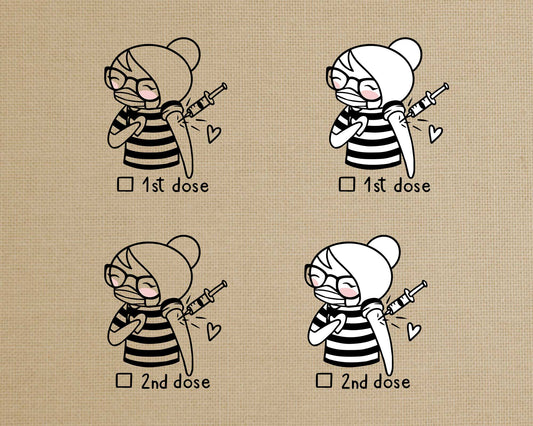 FREEBIE Elena Vaccinated - Stamp Clipart Set - PNG & EPS