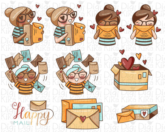 Happy Mail Elena Planner Girl - Color Clip Art Set
