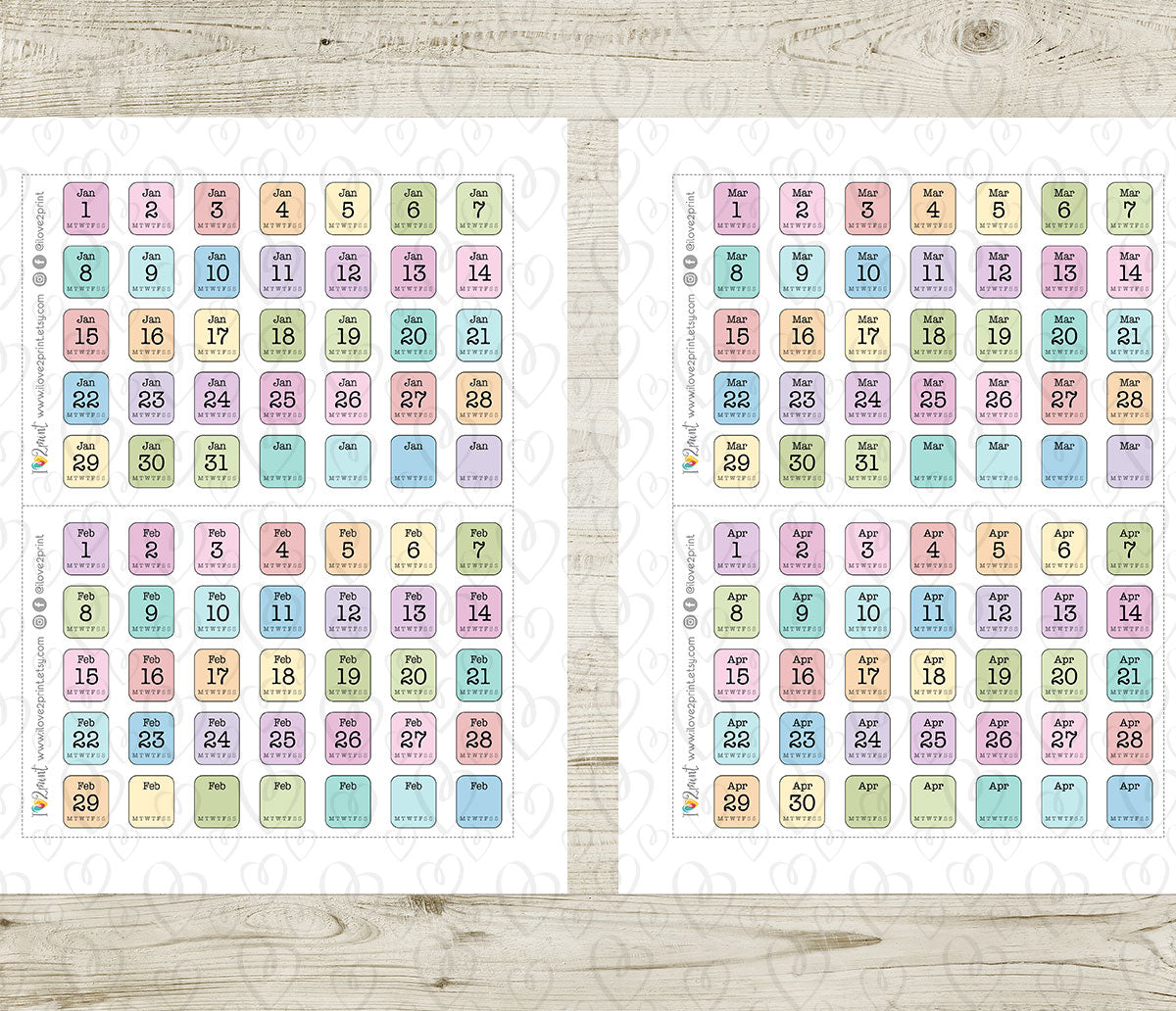 Printable 365 Days - Color Planner Stickers - PDF & Cut Files