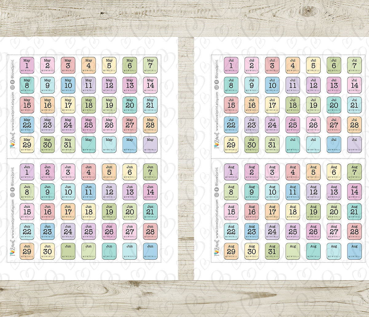 Printable 365 Days - Color Planner Stickers - PDF & Cut Files