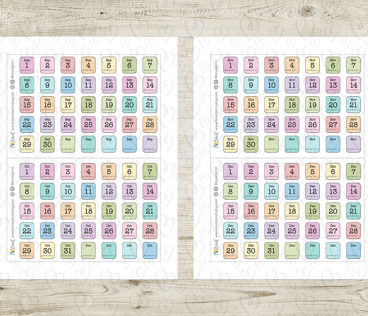 Printable 365 Days - Color Planner Stickers - PDF & Cut Files