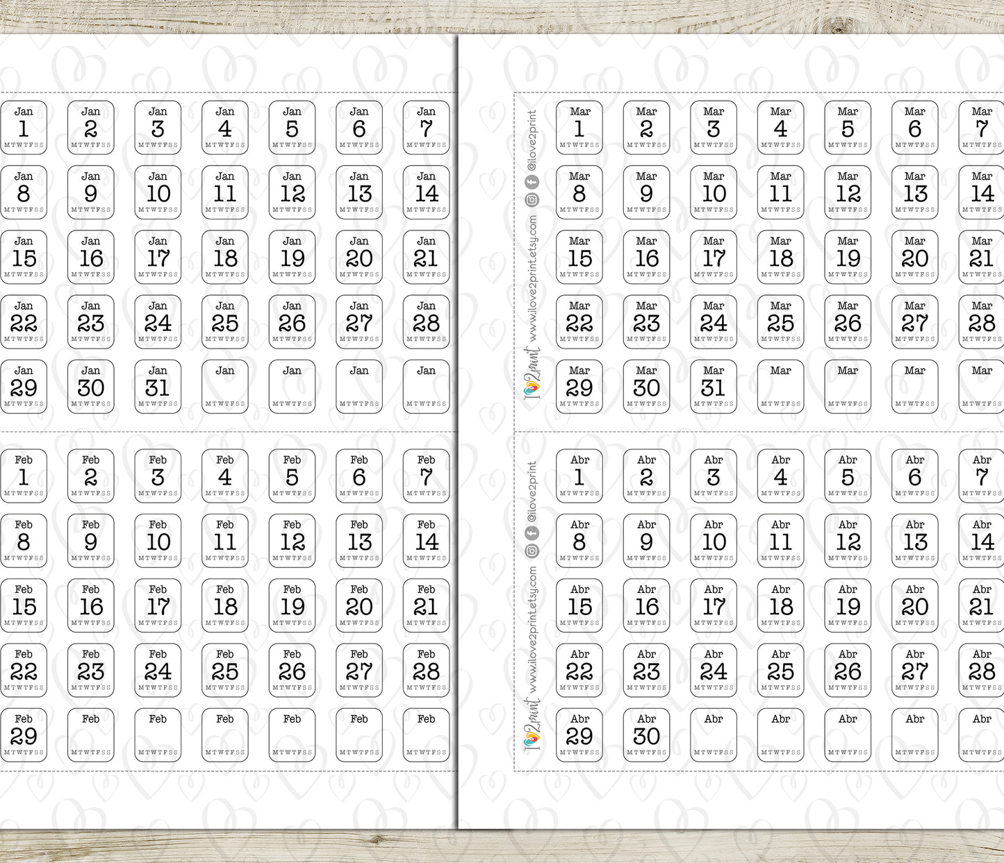 Printable 365 Days Planner Stickers - PDF & Cut Files