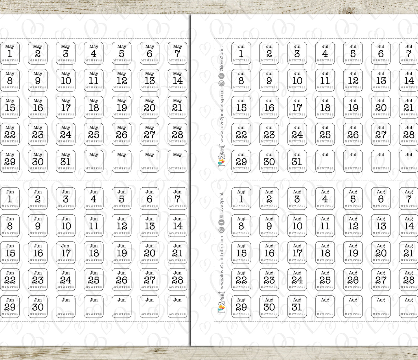 Printable 365 Days Planner Stickers - PDF & Cut Files