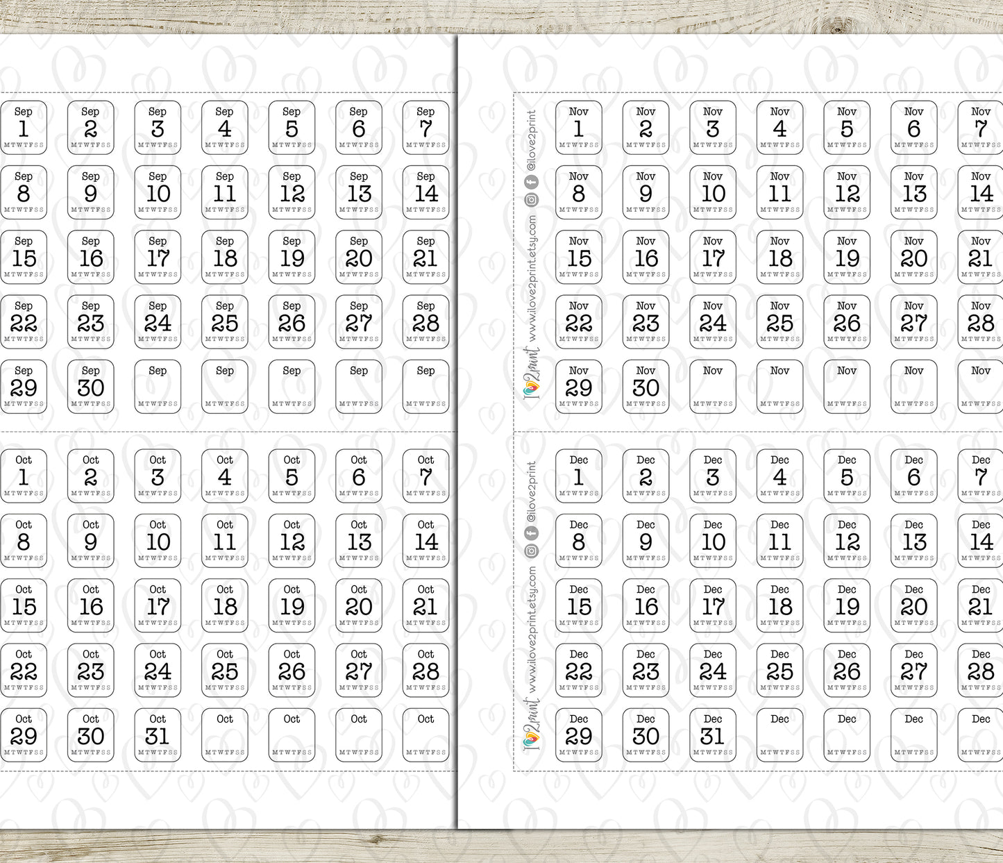 Printable 365 Days Planner Stickers - PDF & Cut Files