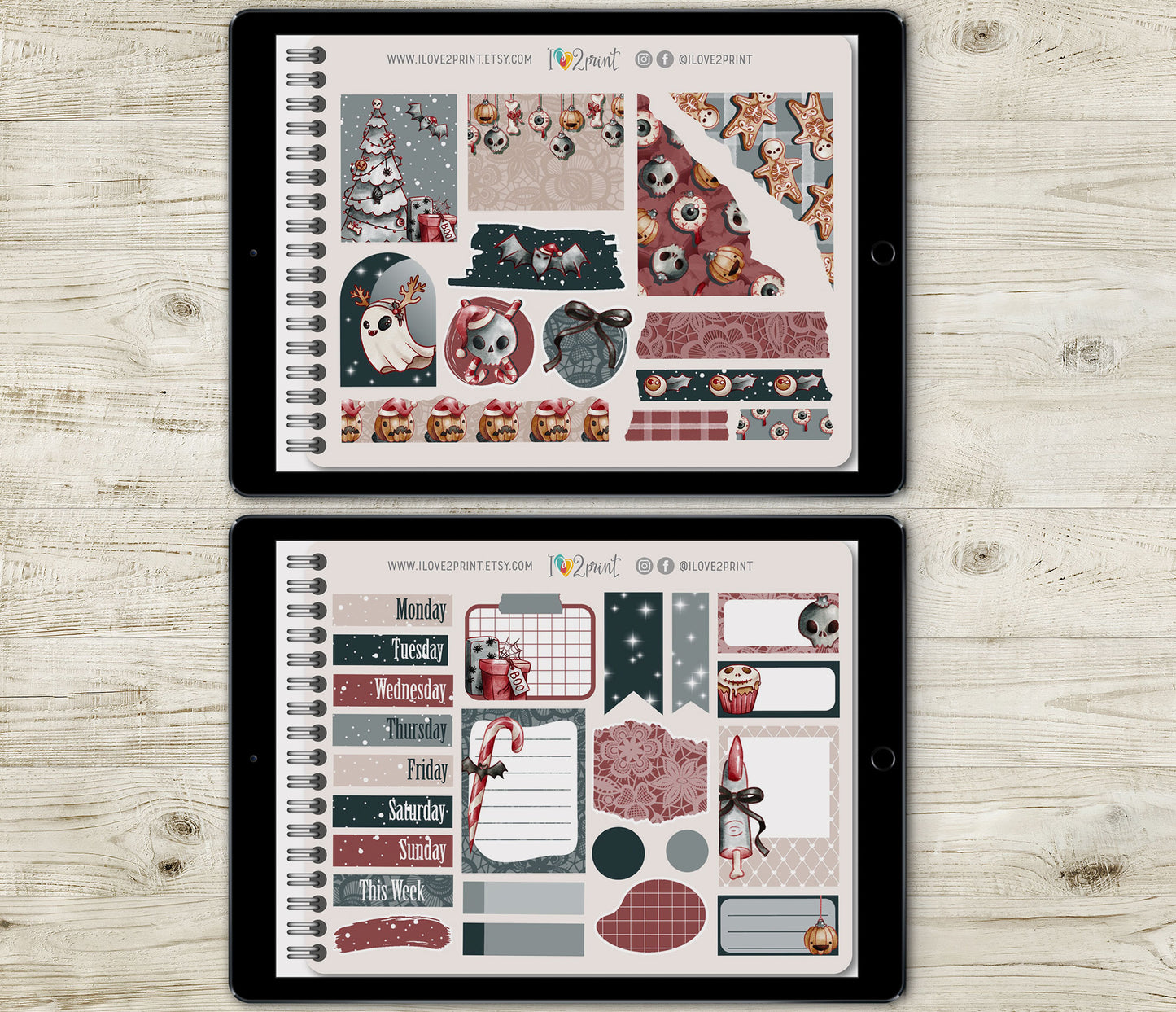 Creepmas Decorative Stickers -Spook and Cute Pre-Cropped GoodNotes Digital Stickers