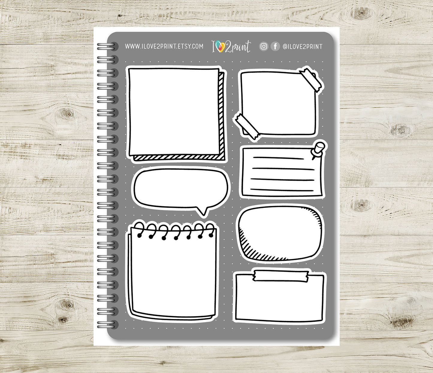 FREEBIE Doodle Notes - Printable Planner Stickers - Pdf & Cut Files