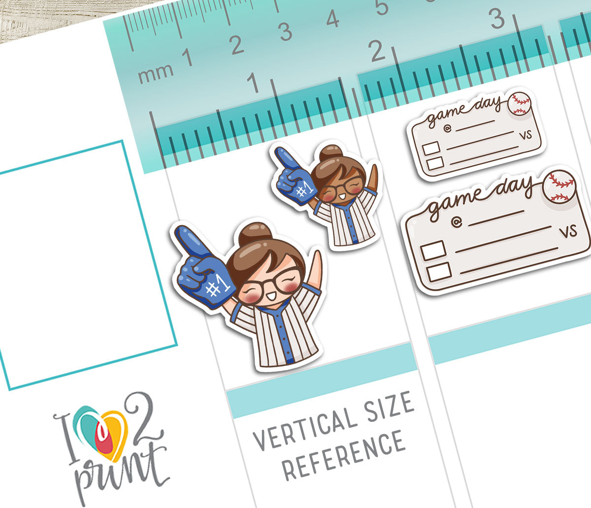 Elena Baseball Fan – BLUE Printable Planner Stickers – Team Spirit & Sport – PDF + Cut Files – Instant Download