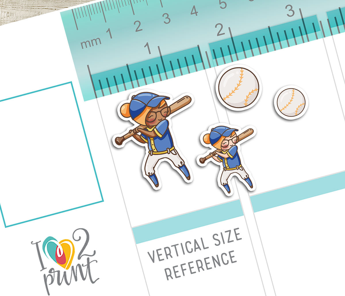 Elena Baseball Tracker – COLOR Printable Planner Stickers – Practice & Game Day – PDF + Cut Files