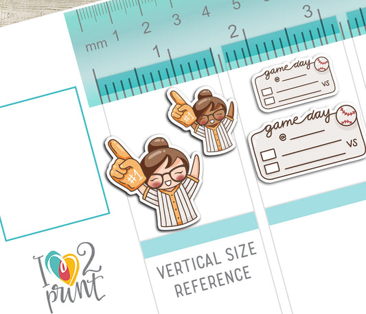 Elena Baseball Fan – ORANGE Printable Planner Stickers – Team Spirit & Sport – PDF + Cut Files – Instant Download