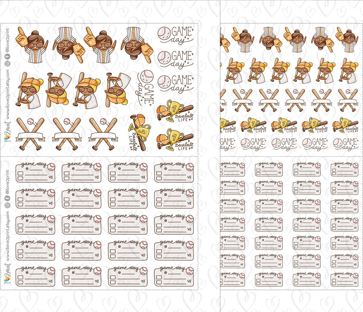 Elena Baseball Fan – ORANGE Printable Planner Stickers – Team Spirit & Sport – PDF + Cut Files – Instant Download
