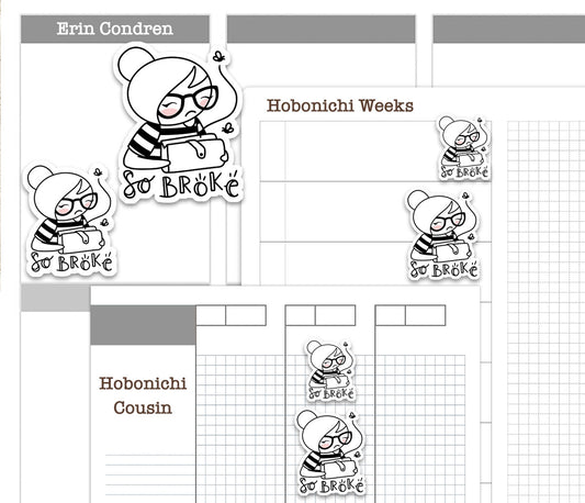 Elena Budgeting Doodle Printable Planner Stickers | Outline Finance | 2 Sizes | PDF Cut Files