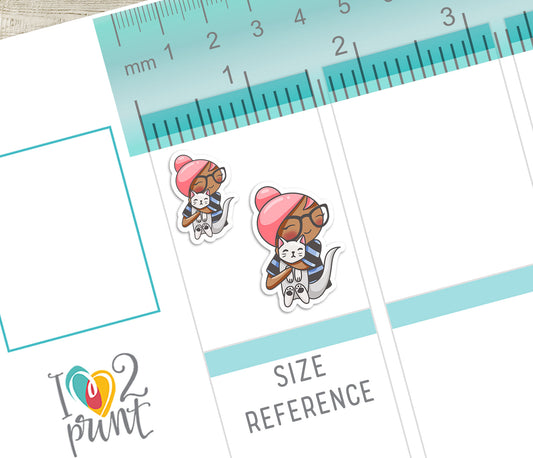 Elena Cat Care - BROWN SKIN Printable Planner Sticker - PDF & Cut Files