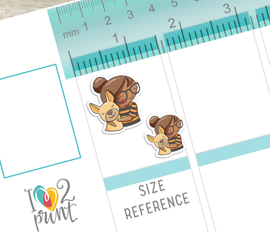 Elena Dog Care – BROWN SKIN Printable Planner Stickers – Pet Routine – PDF + Cut Files – Instant Download