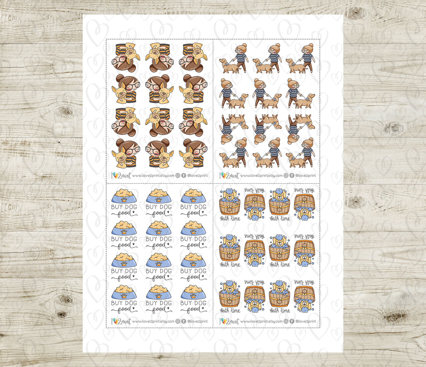 Elena Dog Care – FAIR SKIN Printable Planner Stickers – Pet Routine – PDF + Cut Files – Instant Download