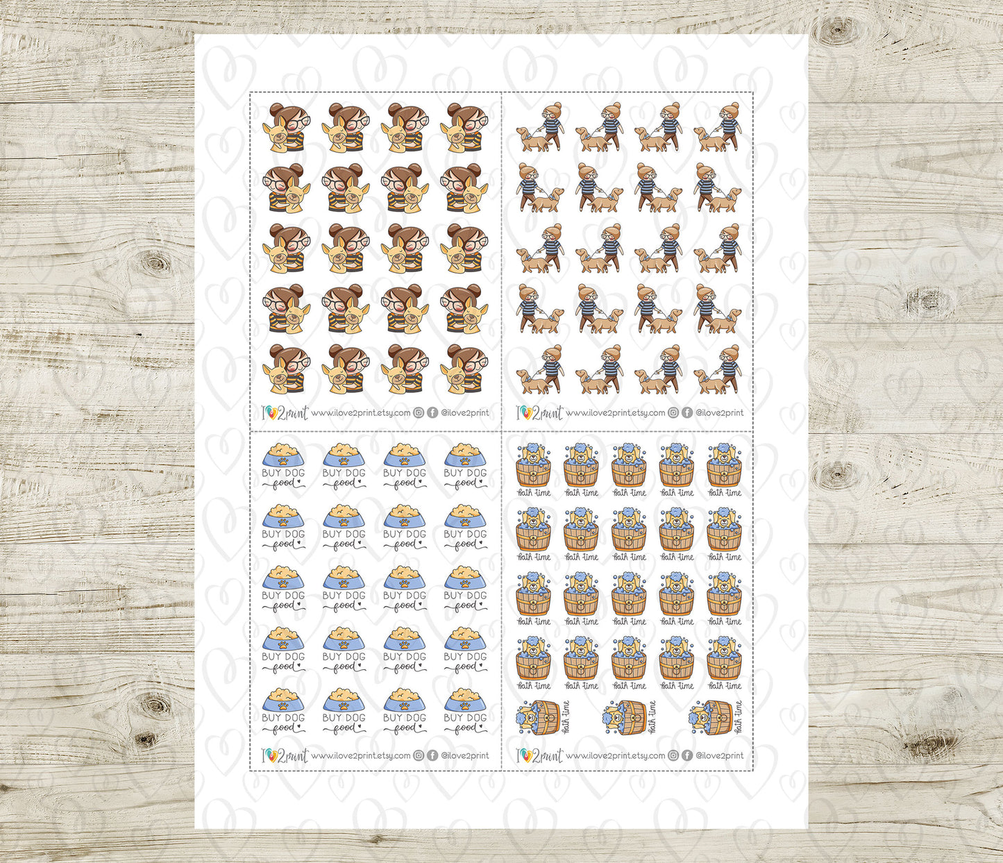 Elena Dog Care – FAIR SKIN Printable Planner Stickers – Pet Routine – PDF + Cut Files – Instant Download