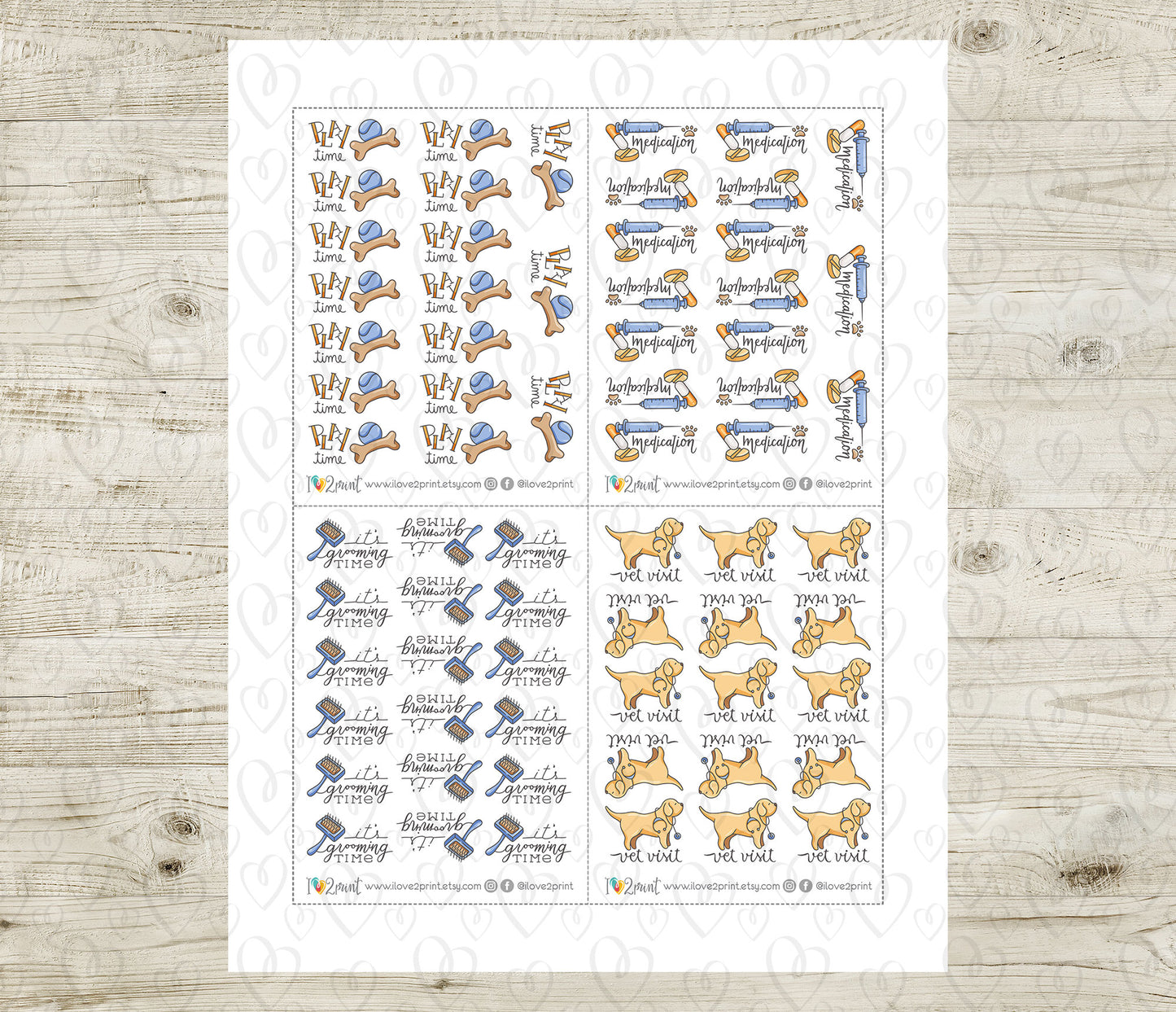 Elena Dog Care – FAIR SKIN Printable Planner Stickers – Pet Routine – PDF + Cut Files – Instant Download