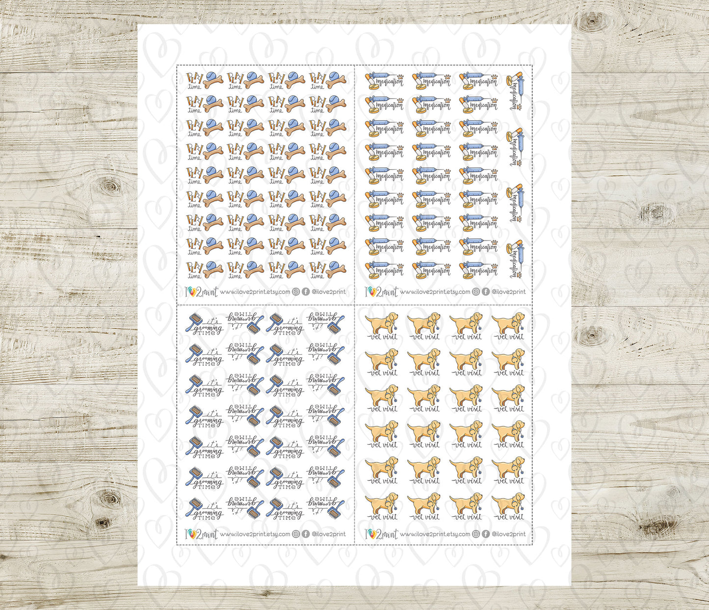 Elena Dog Care – FAIR SKIN Printable Planner Stickers – Pet Routine – PDF + Cut Files – Instant Download