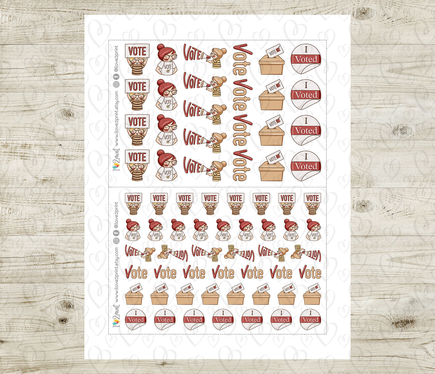 Elena Vote Color Printable Stickers | 2 Skin Tones Civic | 2 Sizes | PDF Cut Files