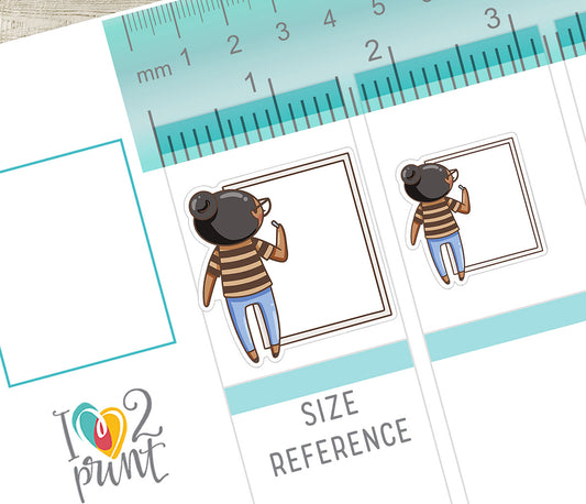 Elena Fill In Notes - Brown Skin & Black Hair Printable Planner Sticker - PDF & Cut Files