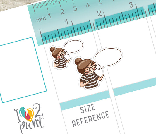 Elena Fill In Notes - Fair Skin & Brown Hair Printable Planner Sticker - PDF & Cut Files