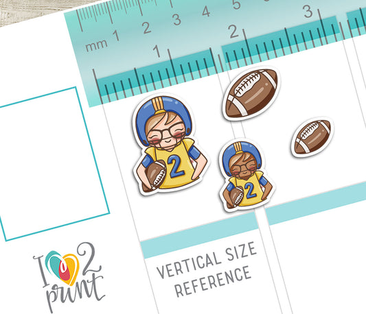 Elena Football Tracker – COLOR Printable Planner Stickers – Practice & Game Day – PDF + Cut Files