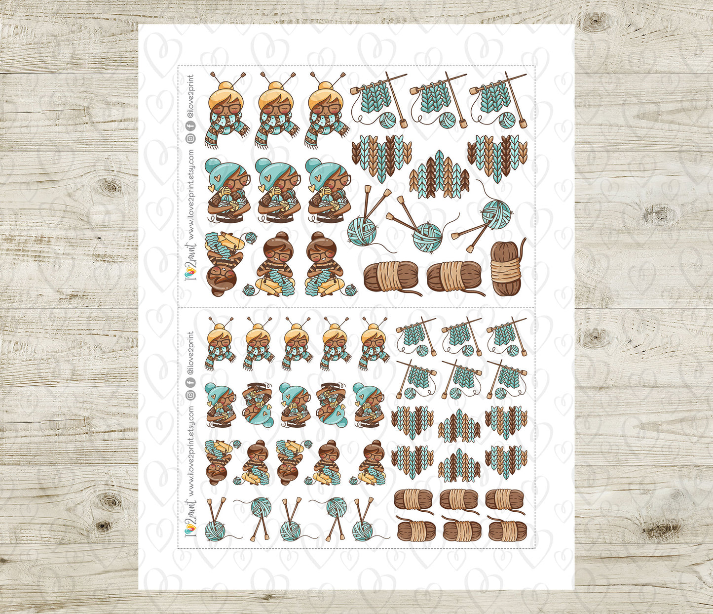 Elena Knit - COLOR Printable Planner Sticker - PDF & Cut Files
