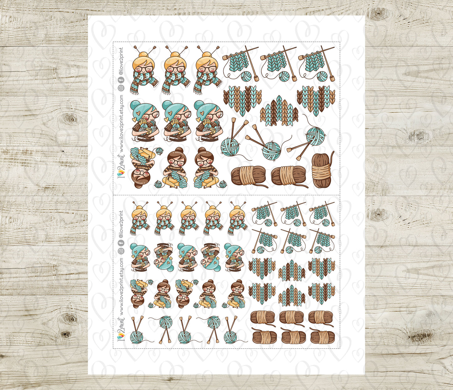 Elena Knit - COLOR Printable Planner Sticker - PDF & Cut Files