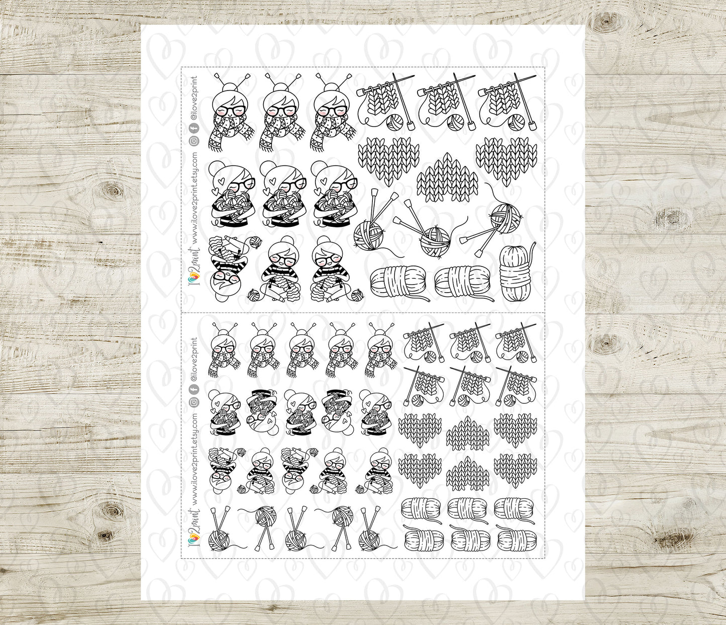 Elena Knit - DOODLE Printable Planner Sticker - PDF & Cut Files