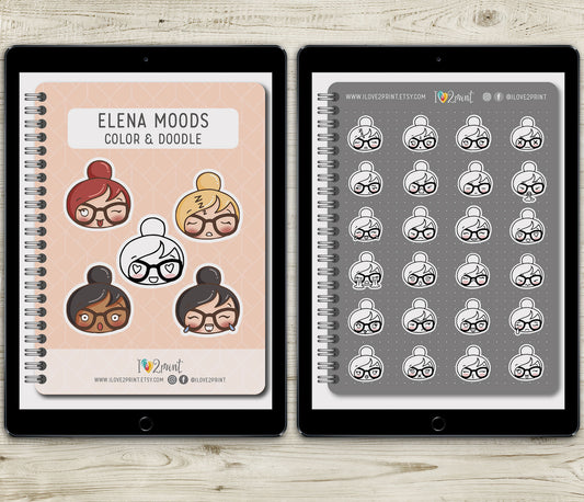 Elena Moods - Pre-Cropped GoodNotes Book Digital Planner Sticker