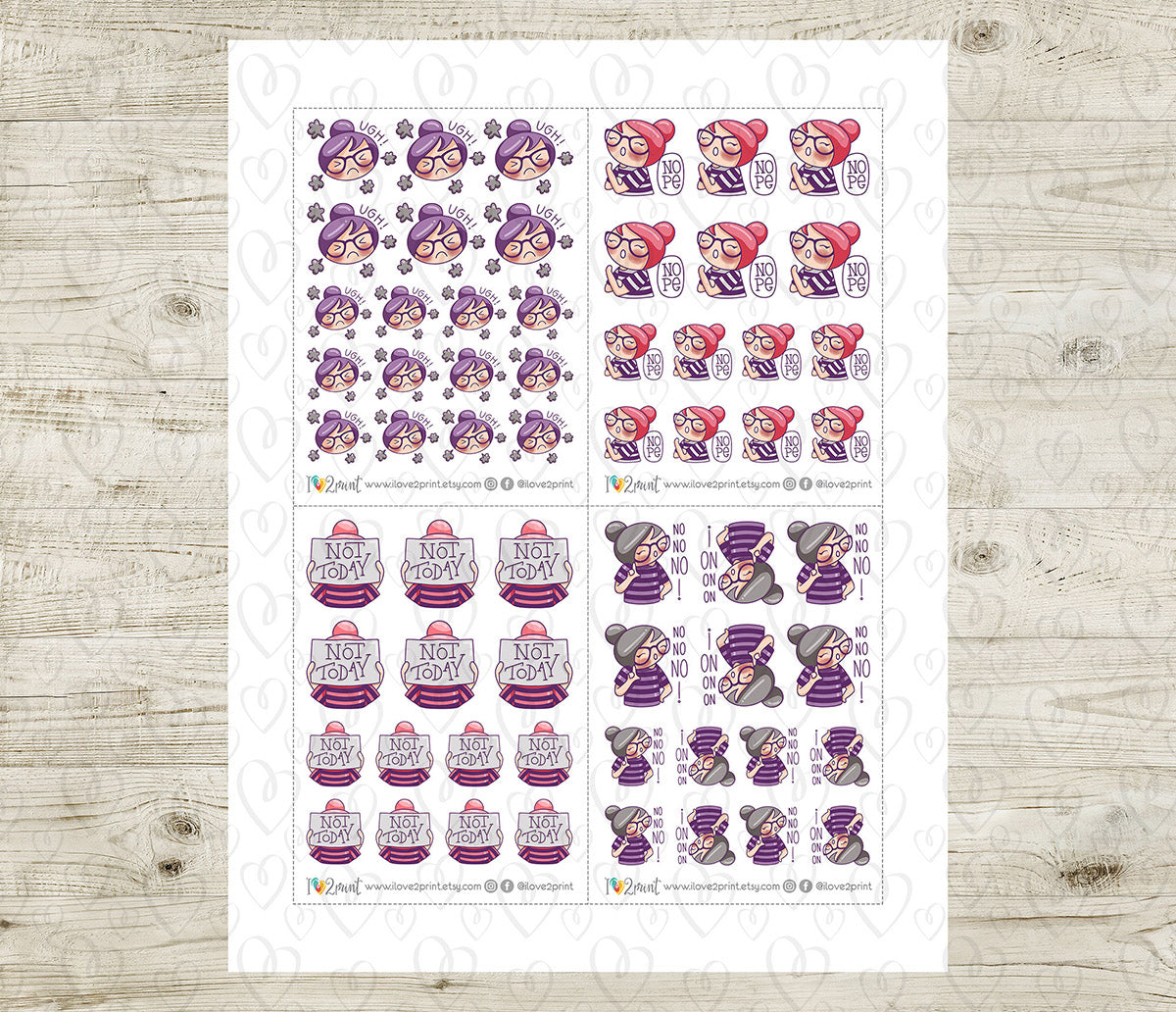Elena Not Today - COLOR Printable Planner Sticker - PDF & Cut Files