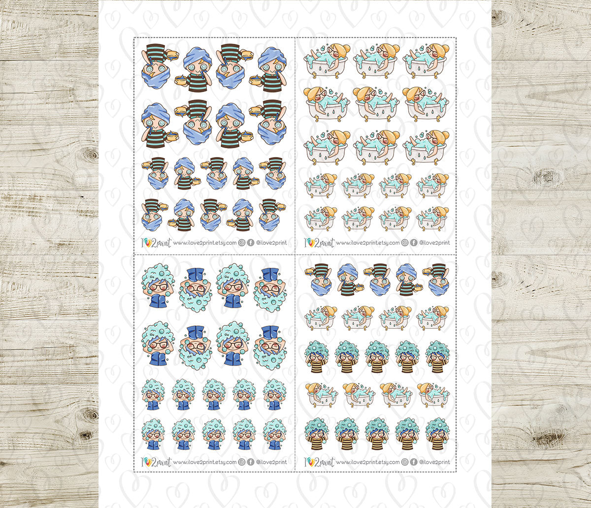 Elena Pampering - COLOR Printable Planner Sticker - PDF & Cut Files