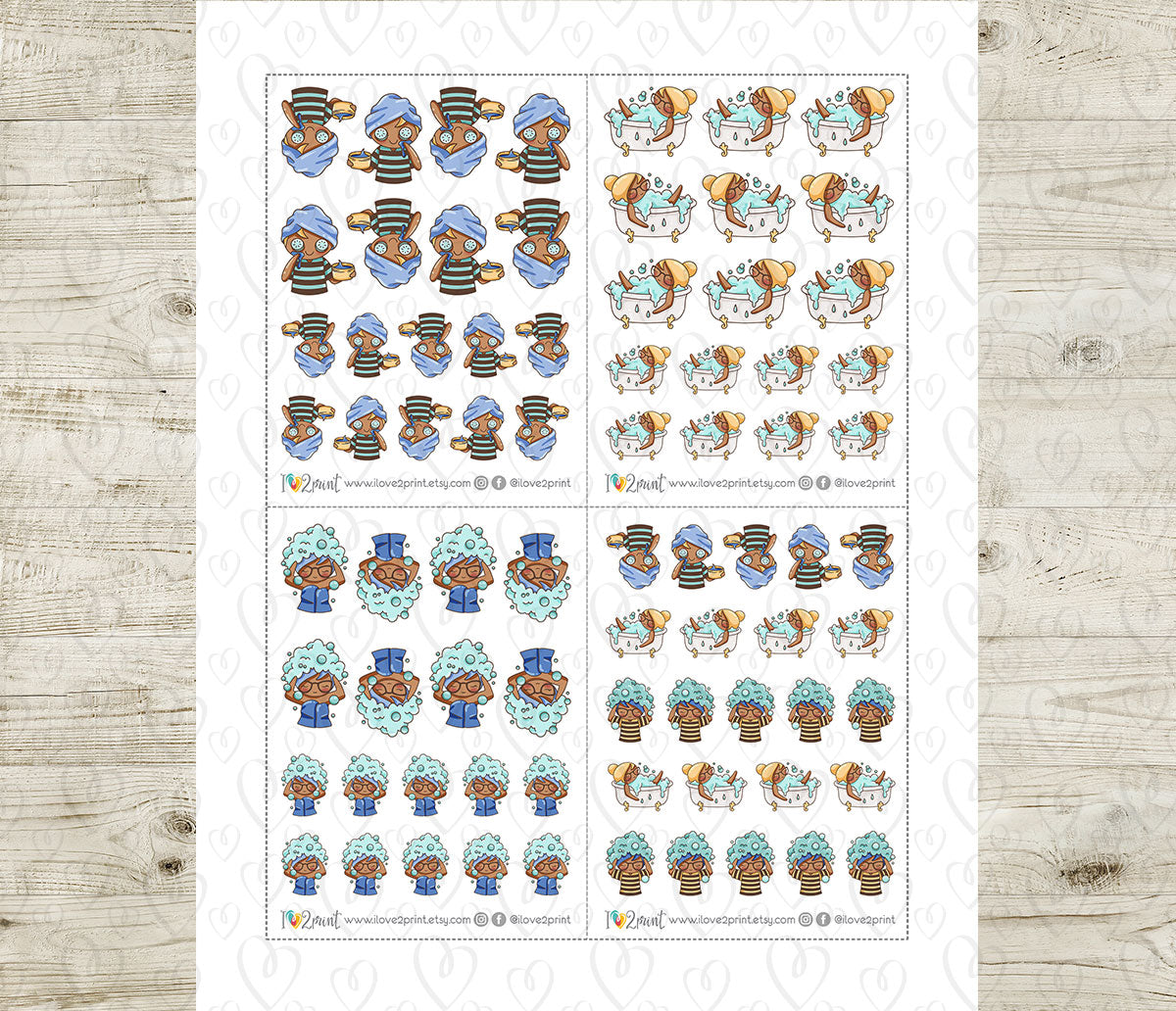 Elena Pampering - COLOR Printable Planner Sticker - PDF & Cut Files